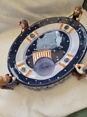 Vintage Cardinal Chanukah Lights Hand-Painted Ceramic Server RARE